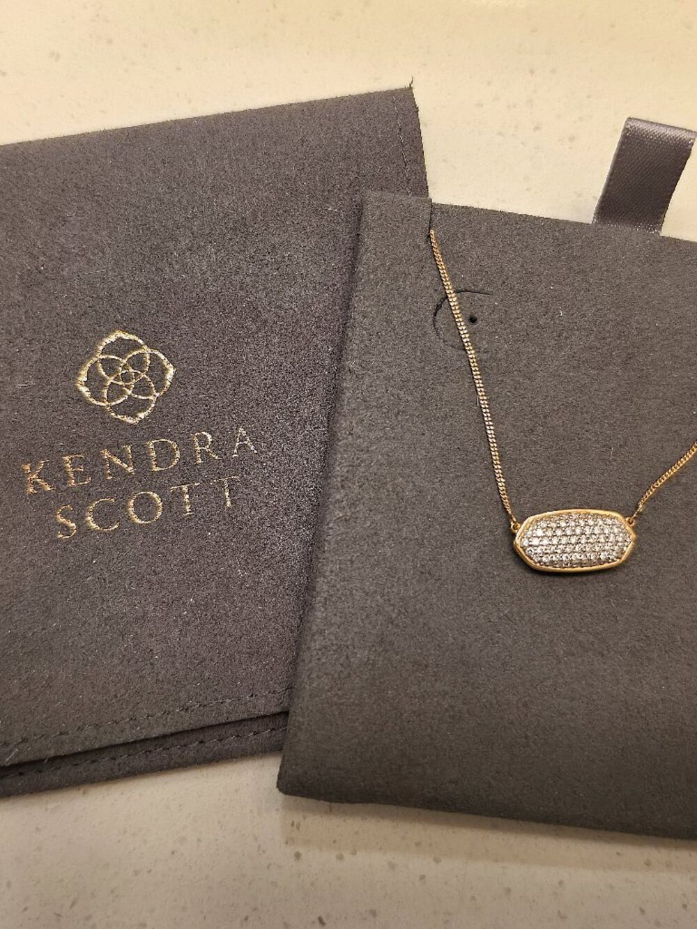 Kendra Scott 14k Gold & Pavé Diamond Elisa Pendant Necklace - like New Condition
